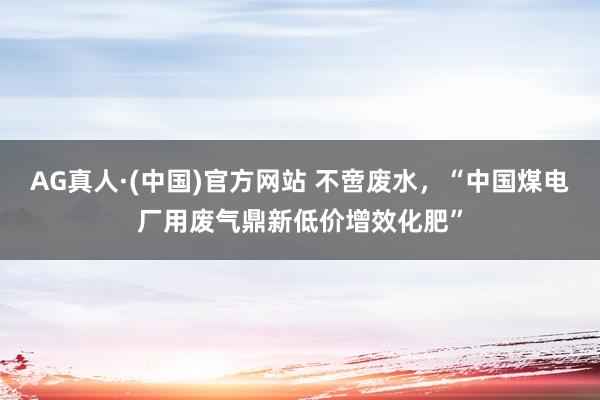AG真人·(中国)官方网站 不啻废水,“中国煤电厂用废气鼎新低价增效化肥”
