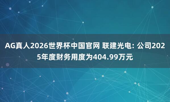 AG真人2026世界杯中国官网 联建光电: 公司2025年度财务用度为404.99万元