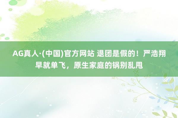 AG真人·(中国)官方网站 退团是假的！严浩翔早就单飞，原生家庭的锅别乱甩
