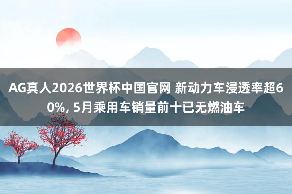 AG真人2026世界杯中国官网 新动力车浸透率超60%, 5月乘用车销量前十已无燃油车