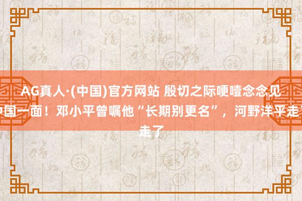 AG真人·(中国)官方网站 殷切之际哽噎念念见中国一面!邓小平曾嘱他“长期别更名”,河野洋平走了