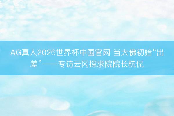 AG真人2026世界杯中国官网 当大佛初始“出差”——专访云冈探求院院长杭侃